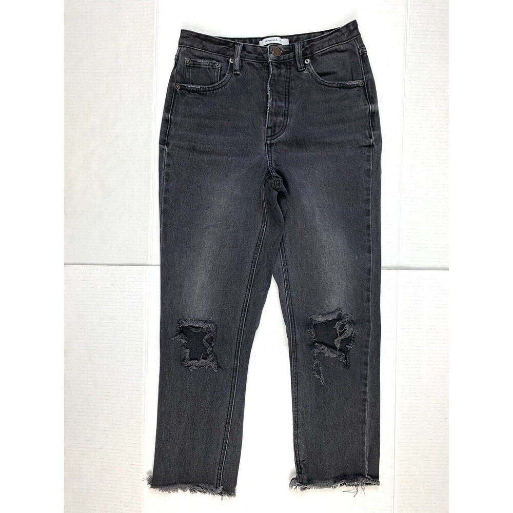 O'Neill Straight Leg Jeans Women's Size 29 Blue Distressed Denim Button Fly
